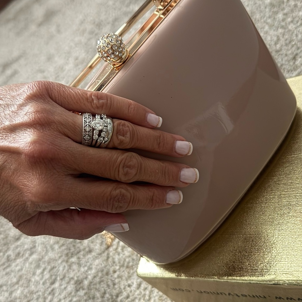 Elegant Rose Gold and Tan Women's Handbag - Picture 9 of 9